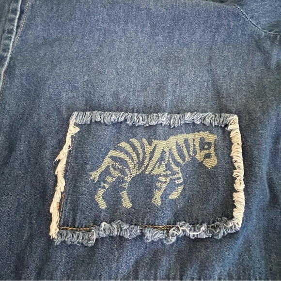 Vintage Studio G Chambray Safari Animal Print Dress & Jacket Set L Made in USA - Picture 7 of 12